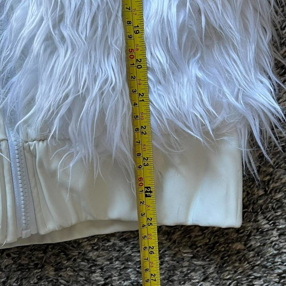White Faux Fur Vest With Hood/Animal Ears Women S Rave Party Cosplay Gamer Furry - Picture 6 of 7